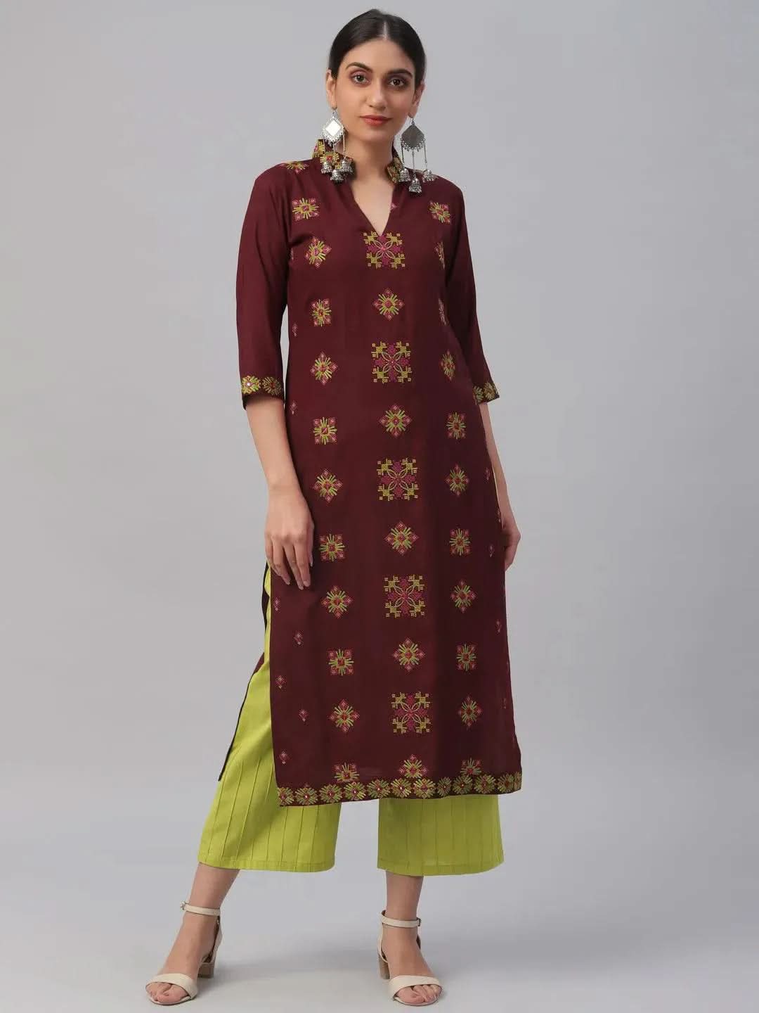 Buy Maroon Embroidered Rayon Kurta - 9207- | Libas Ethnic Wear Online
Buy Maroon Embroidered Rayon Kurta - 9207- | Libas Ethnic Wear Online