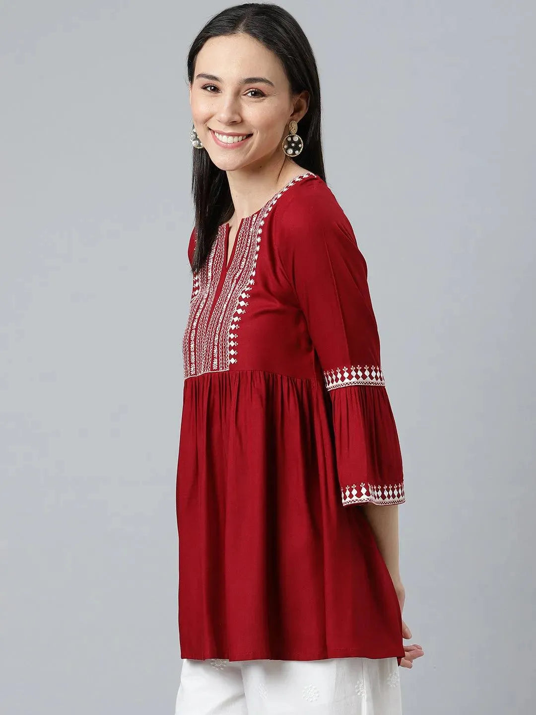 Maroon Embroidered Rayon Kurti
Maroon Embroidered Rayon Kurti