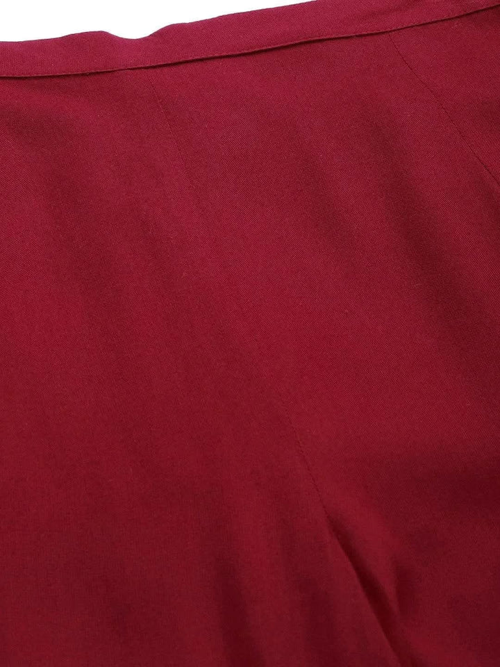 Maroon Hem Design Rayon Palazzos - Libas
