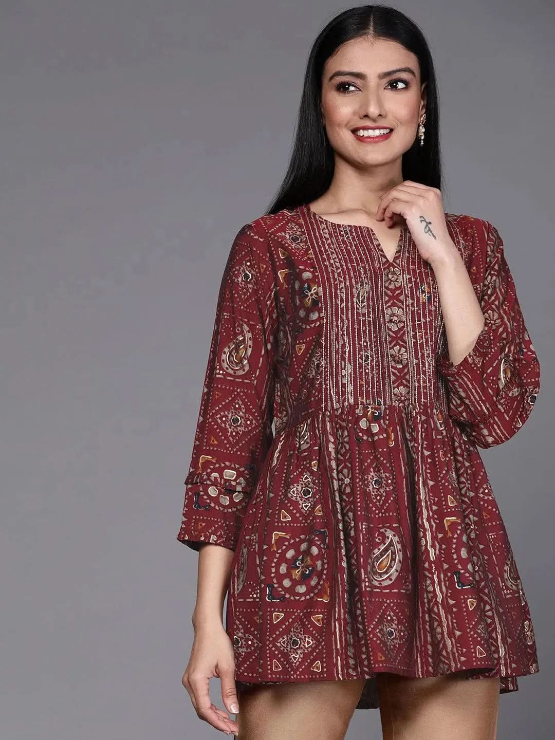 Buy Maroon Printed A-Line Kurti - 23254O- | Libas Ethnic Wear Online
Buy Maroon Printed A-Line Kurti - 23254O- | Libas Ethnic Wear Online