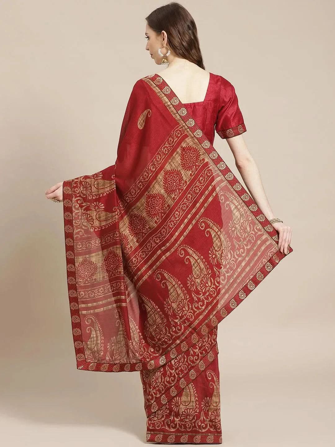 Maroon Printed Chiffon Saree 
Maroon Printed Chiffon Saree