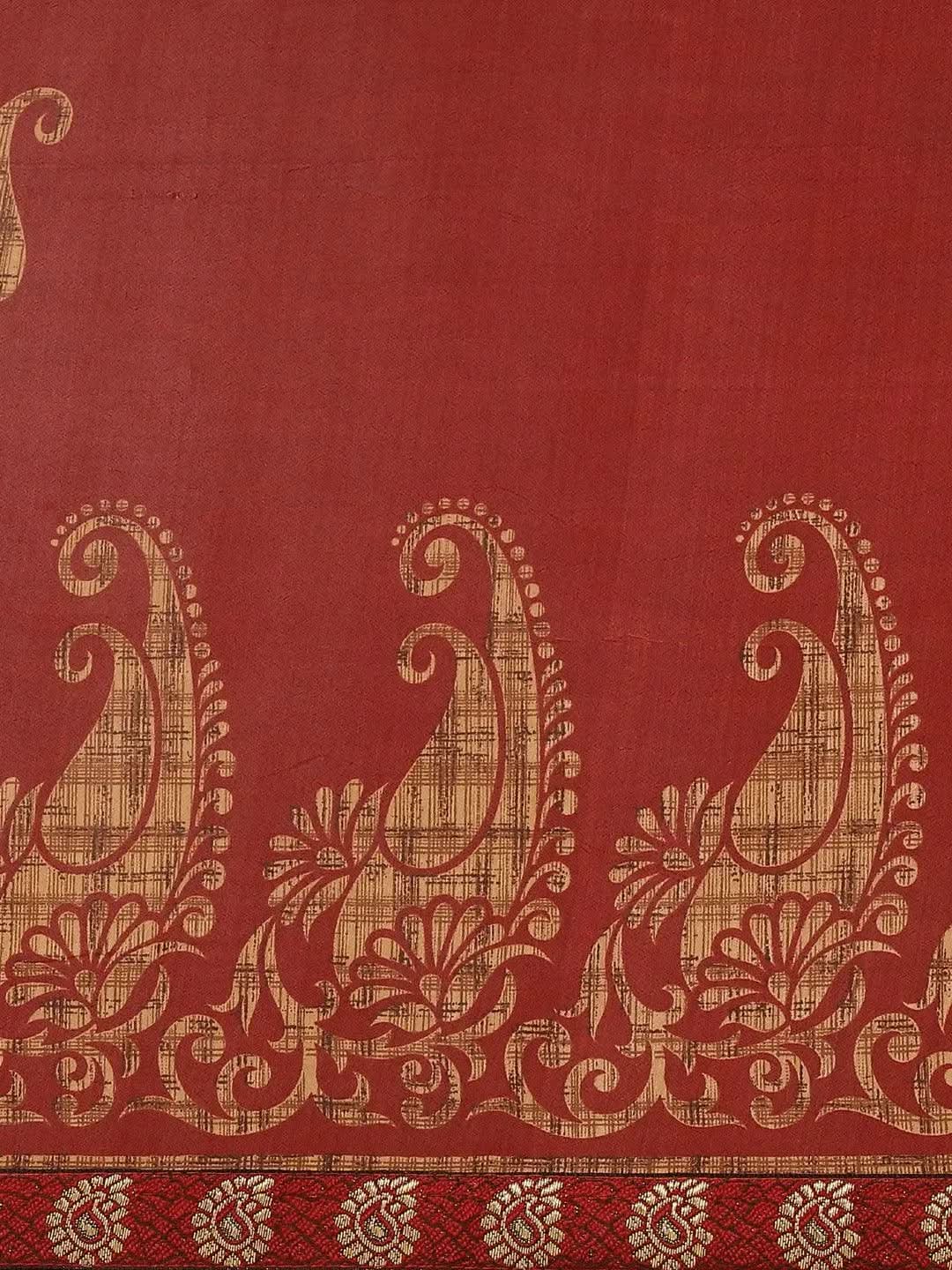 Maroon Printed Chiffon Saree - Libas
