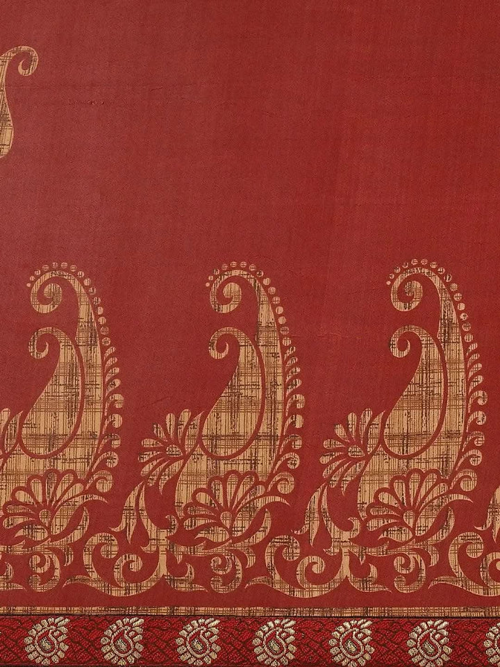 Maroon Printed Chiffon Saree - Libas