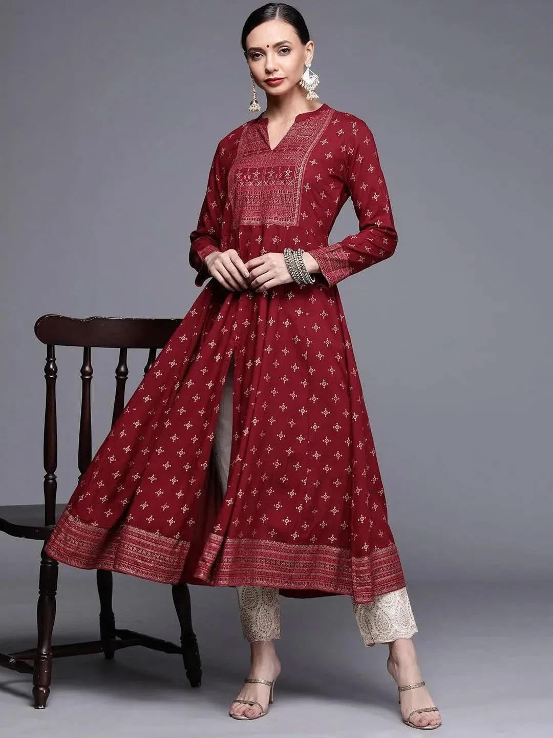 Buy Maroon Printed Rayon Kurta - 22075O-XS | Libas Ethnic Wear Online 
Buy Maroon Printed Rayon Kurta - 22075O-XS | Libas Ethnic Wear Online