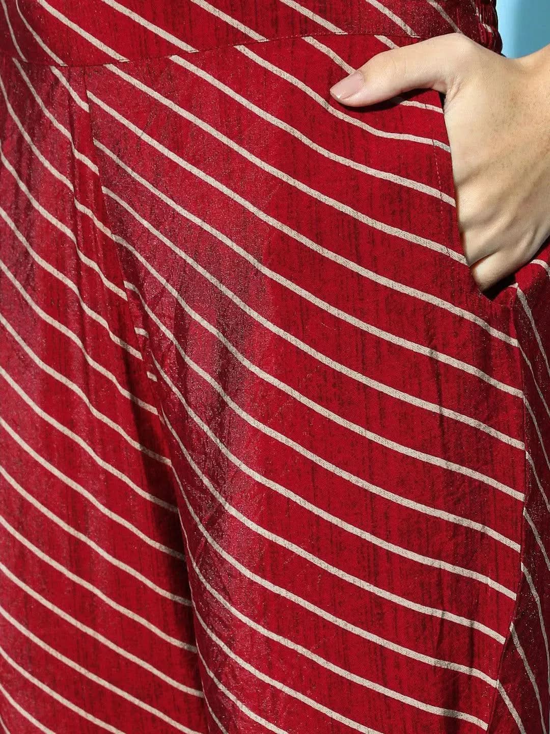 Maroon Printed Silk Blend Straight Kurta With Palazzos & Dupatta
Maroon Printed Silk Blend Straight Kurta With Palazzos & Dupatta