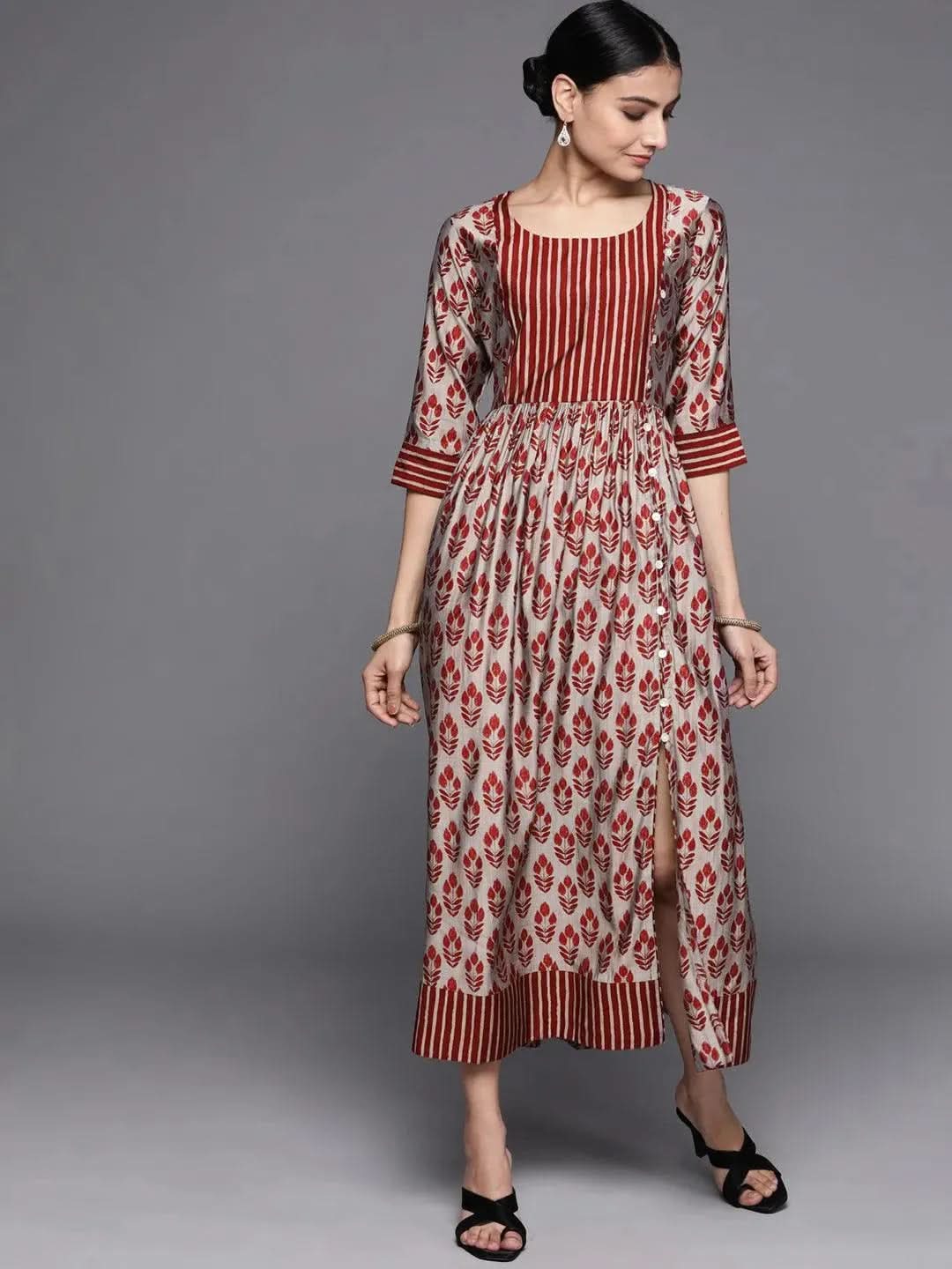 Buy Maroon Printed Silk Dress - 23135O- | Libas Ethnic Wear Online
Buy Maroon Printed Silk Dress - 23135O- | Libas Ethnic Wear Online