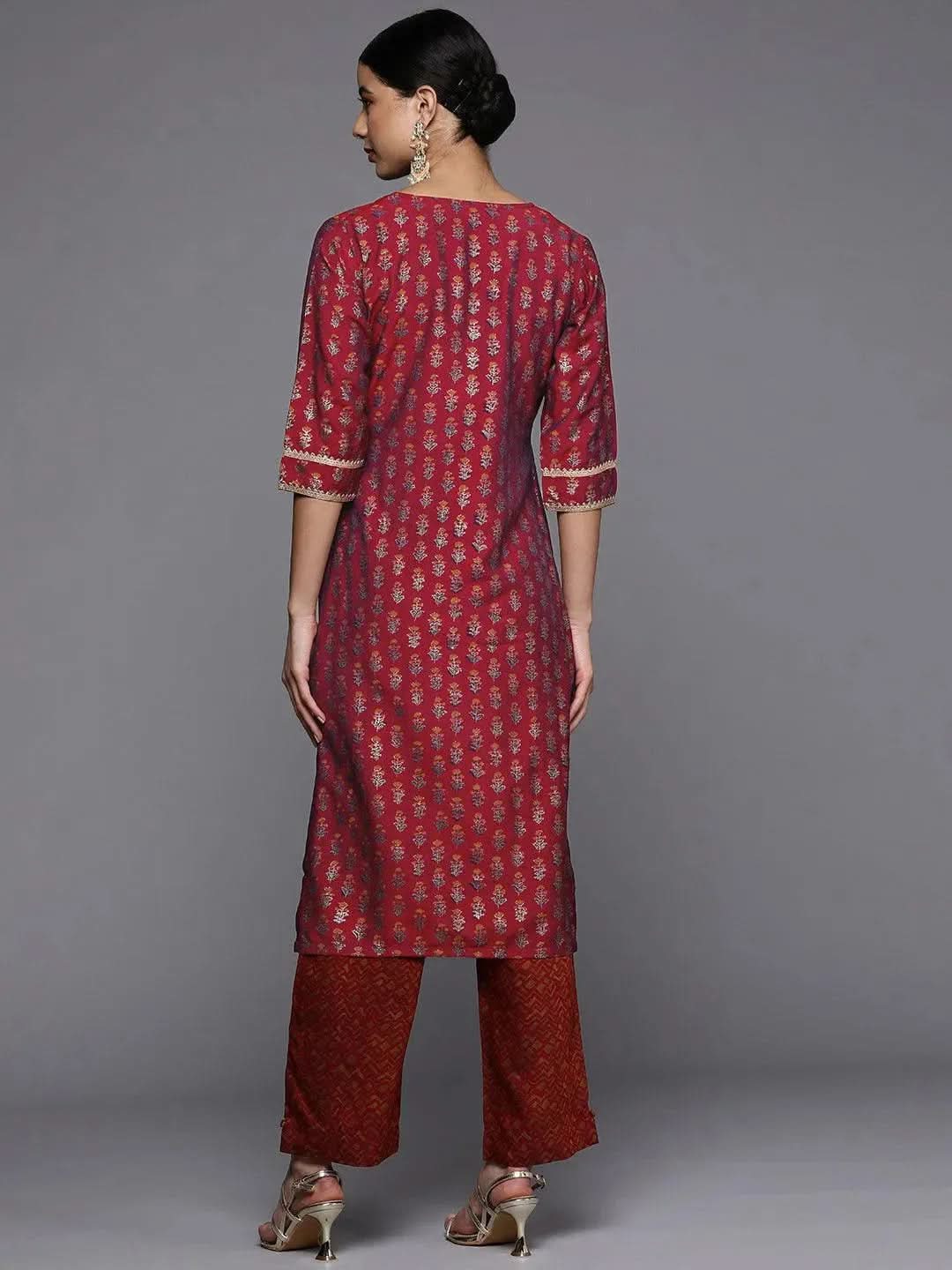 Maroon Printed Silk Straight Kurta
Maroon Printed Silk Straight Kurta