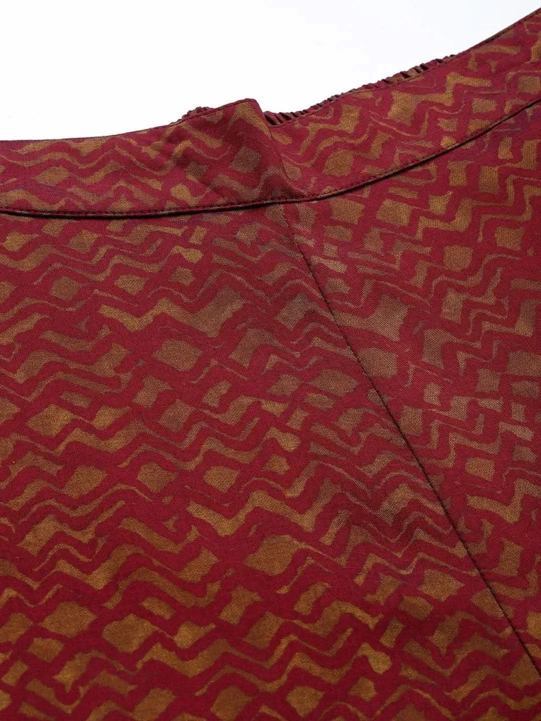 Maroon Printed Silk Trousers 
Maroon Printed Silk Trousers