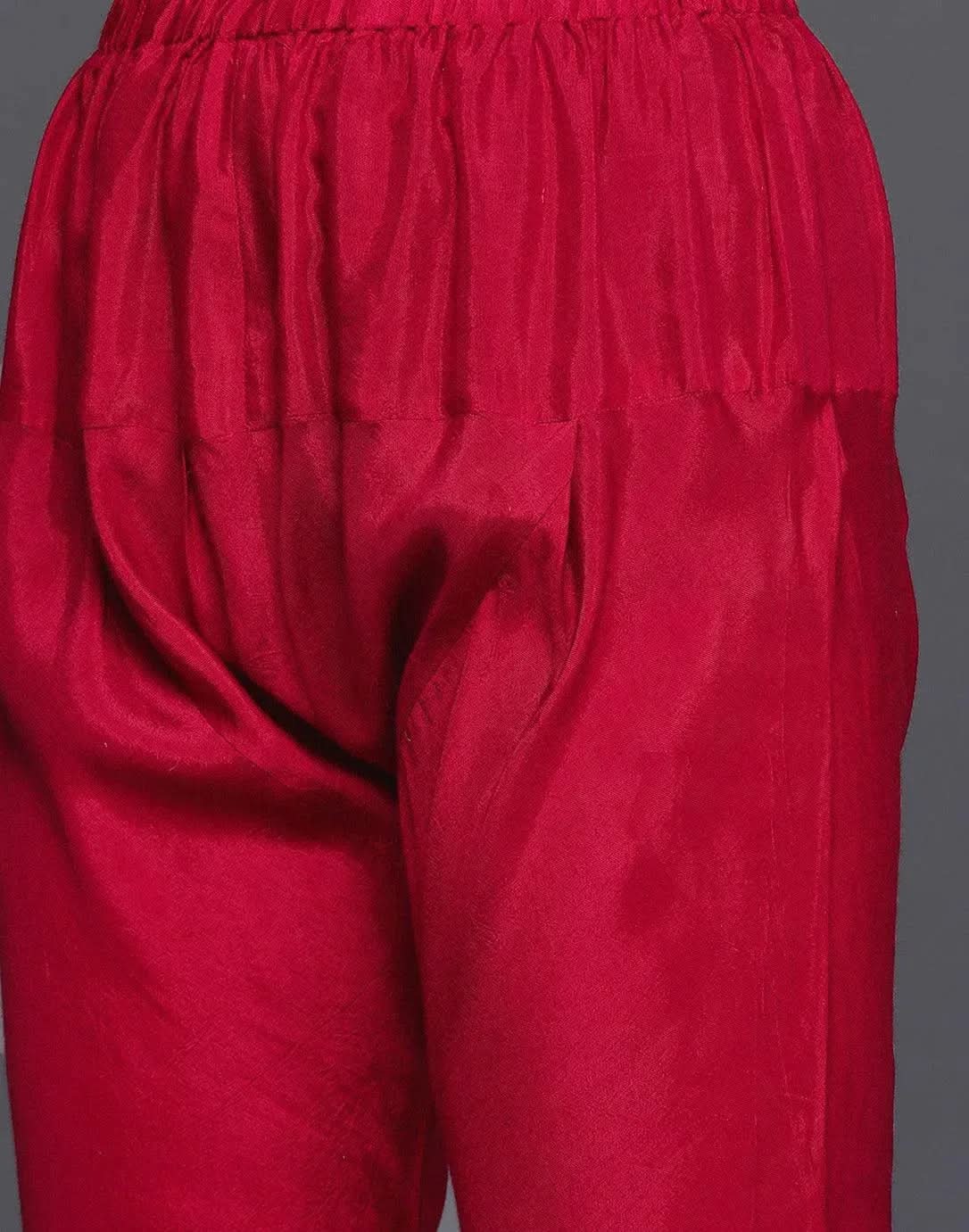 Maroon Self Design Silk Anarkali Kurta With Churidar & Dupatta
Maroon Self Design Silk Anarkali Kurta With Churidar & Dupatta