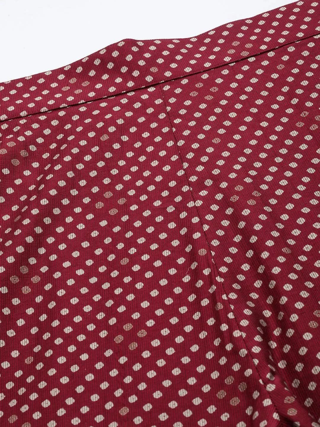 Maroon Self Design Silk Trousers
Maroon Self Design Silk Trousers