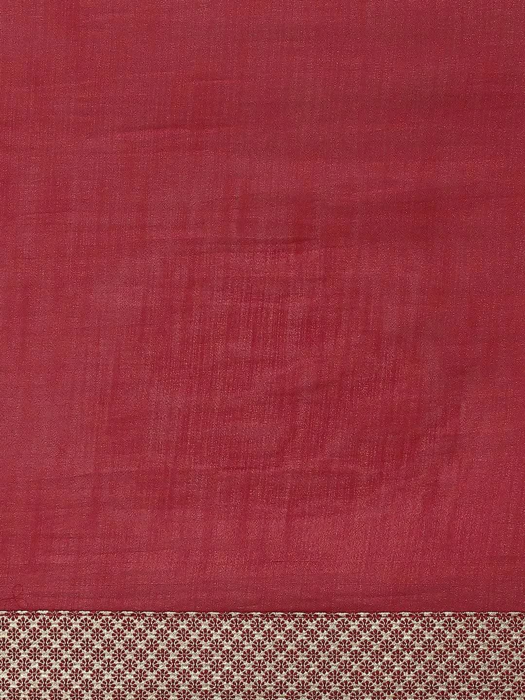 Maroon Solid Chiffon Saree - Libas