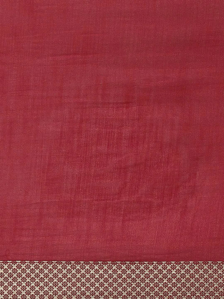 Maroon Solid Chiffon Saree - Libas