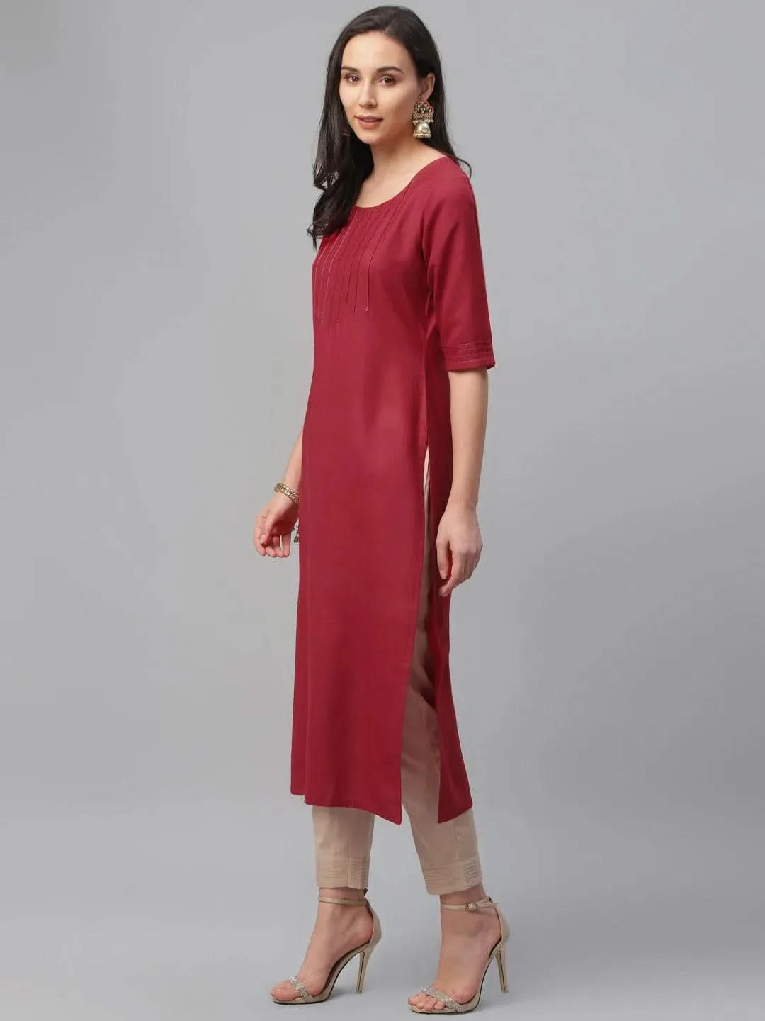 Buy Maroon Solid Cotton Kurta - 9122F- | Libas Ethnic Wear Online
Buy Maroon Solid Cotton Kurta - 9122F- | Libas Ethnic Wear Online
