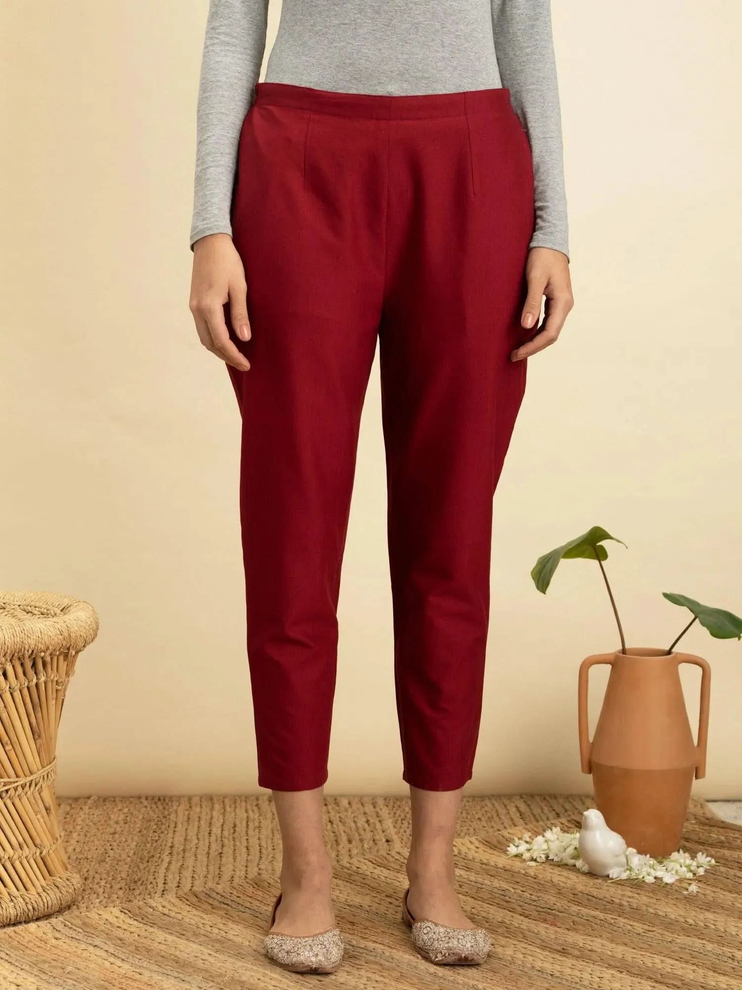 Buy Maroon Solid Cotton Trousers - PL857O-S | Libas Ethnic Wear Online
Buy Maroon Solid Cotton Trousers - PL857O-S | Libas Ethnic Wear Online
