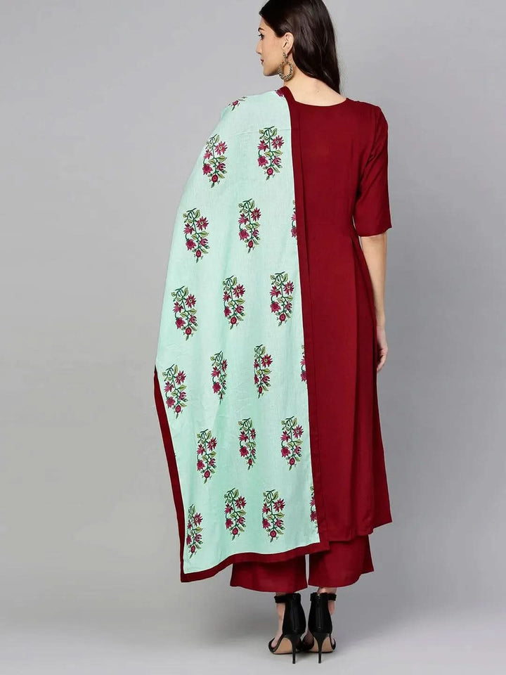 Maroon Solid Rayon Kurta Set - Libas