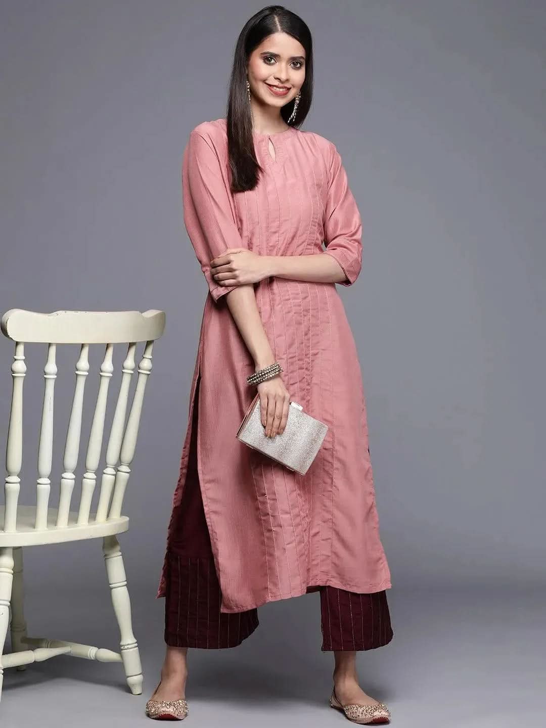 Maroon Solid Silk Palazzos - Libas