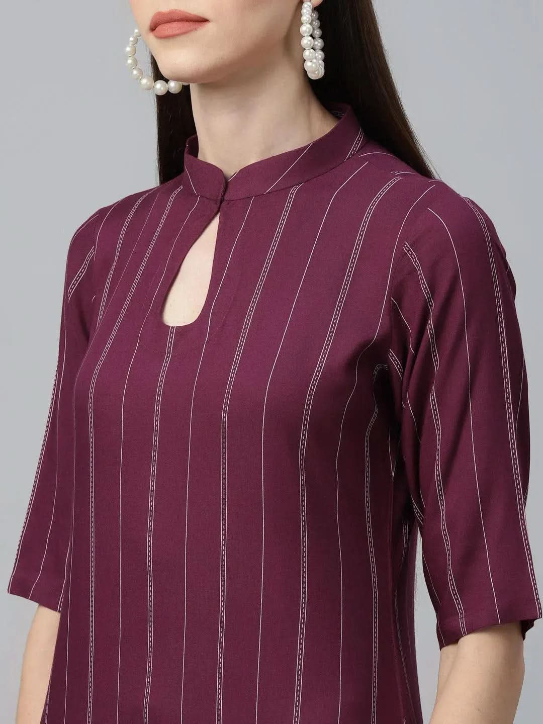 Maroon Striped Rayon Kurta
Maroon Striped Rayon Kurta