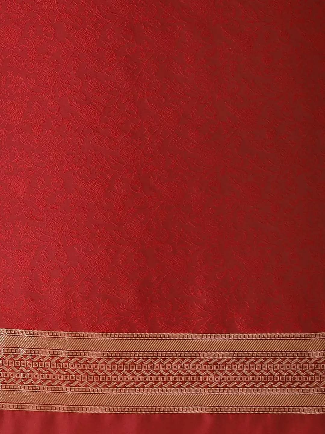 Maroon Woven Design Silk Saree - Libas