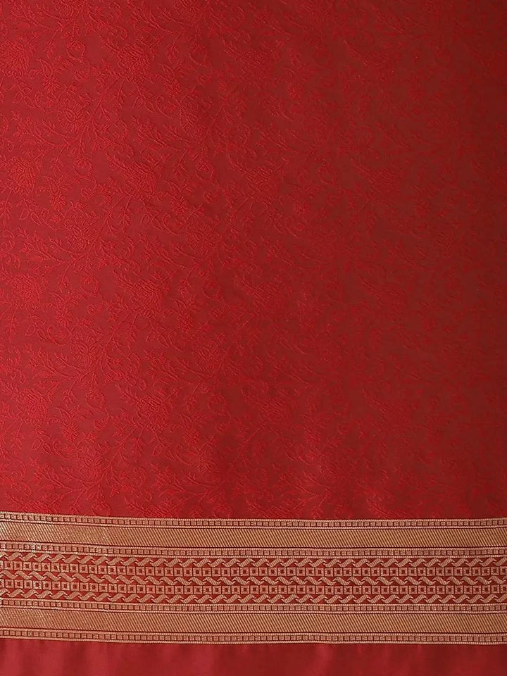 Maroon Woven Design Silk Saree - Libas