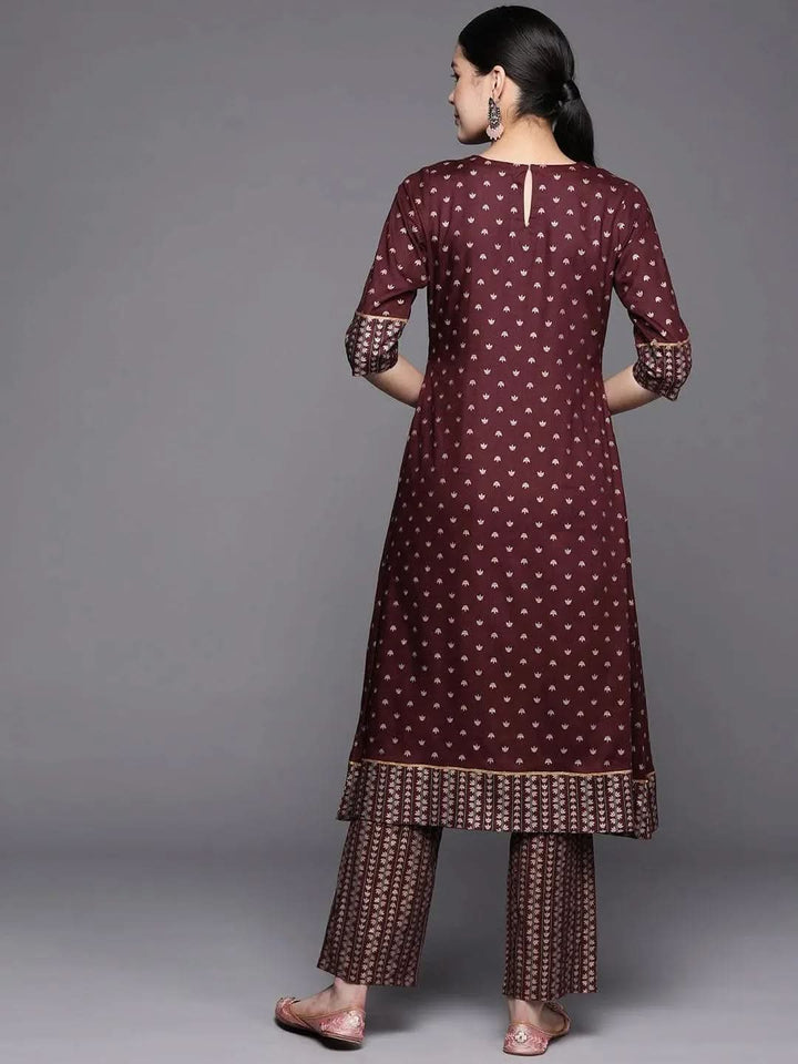 Maroon Yoke Design Rayon A-Line Kurta - Libas