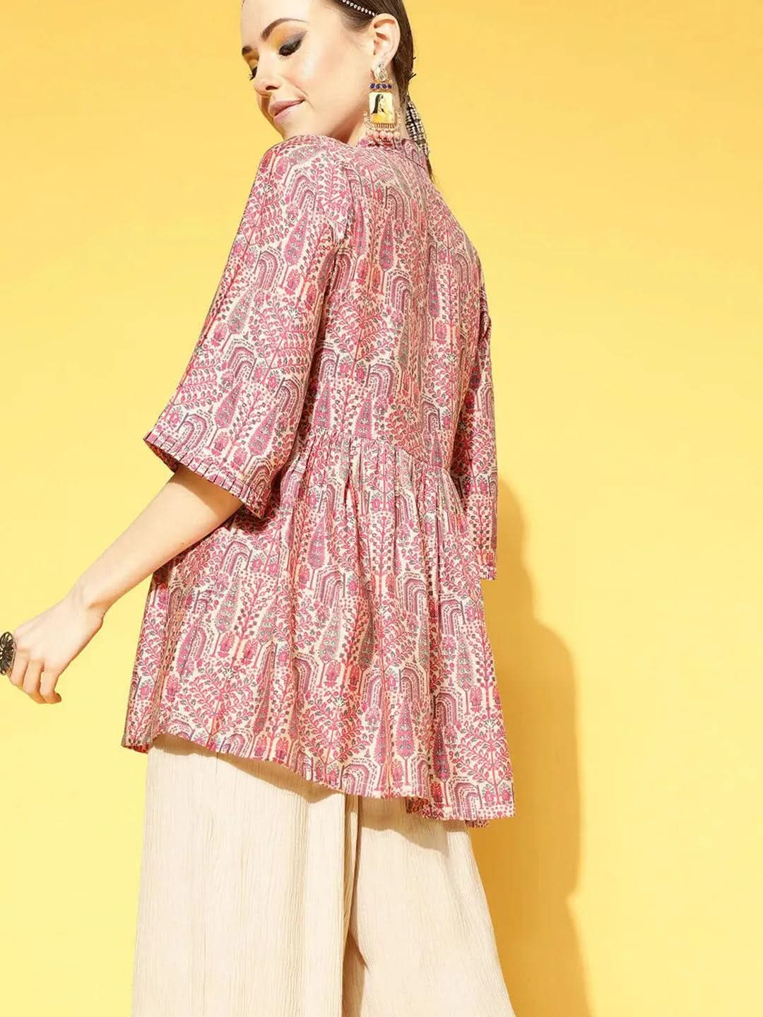 Multi Printed Silk Blend Kurti - Libas