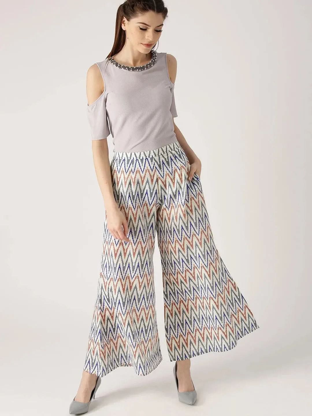 Multicoloured Abstract Cotton Palazzos - Libas