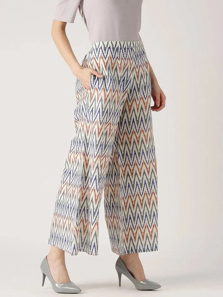 Multicoloured Abstract Cotton Palazzos - Libas