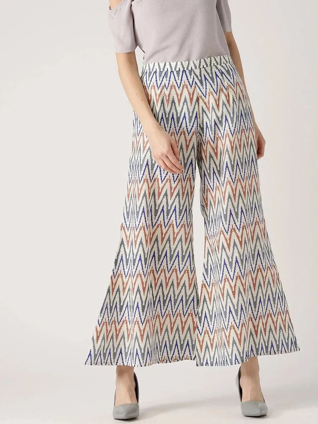 Multicoloured Abstract Cotton Palazzos - Libas