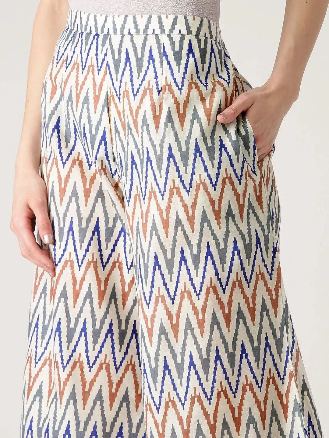 Multicoloured Abstract Cotton Palazzos - Libas