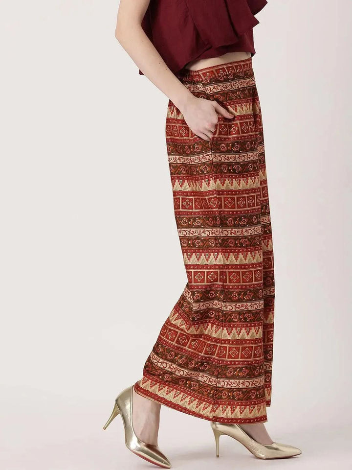 Multicoloured Abstract Polyester Palazzos - Libas