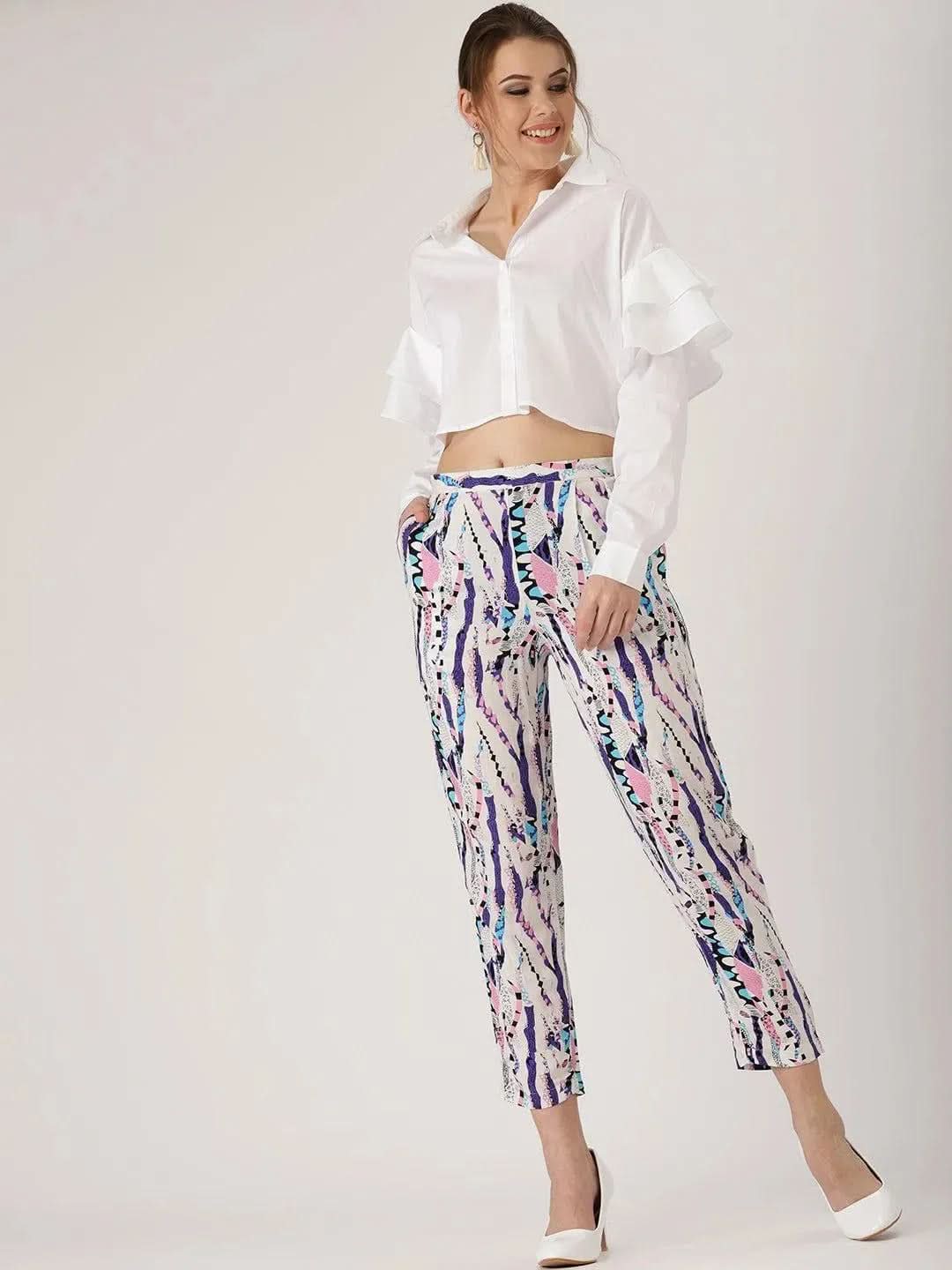 Multicoloured Abstract Rayon Trousers
Multicoloured Abstract Rayon Trousers