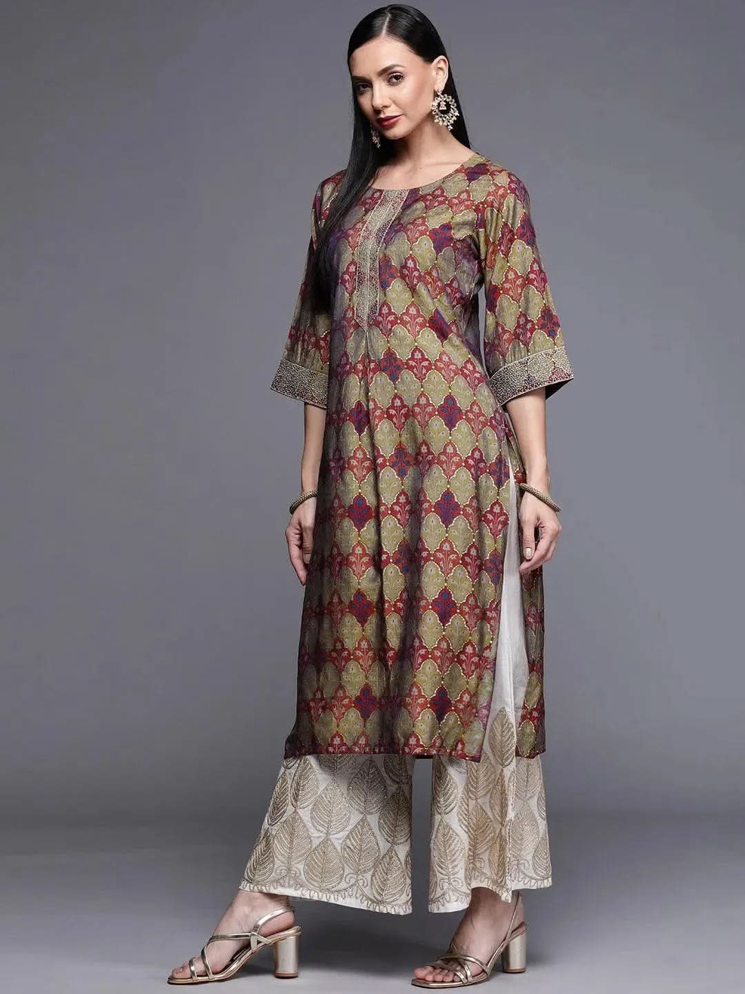 Buy Multicoloured Printed Chanderi Silk Kurta - 22091O-XS | Libas Ethnic Wear Online 
Buy Multicoloured Printed Chanderi Silk Kurta - 22091O-XS | Libas Ethnic Wear Online