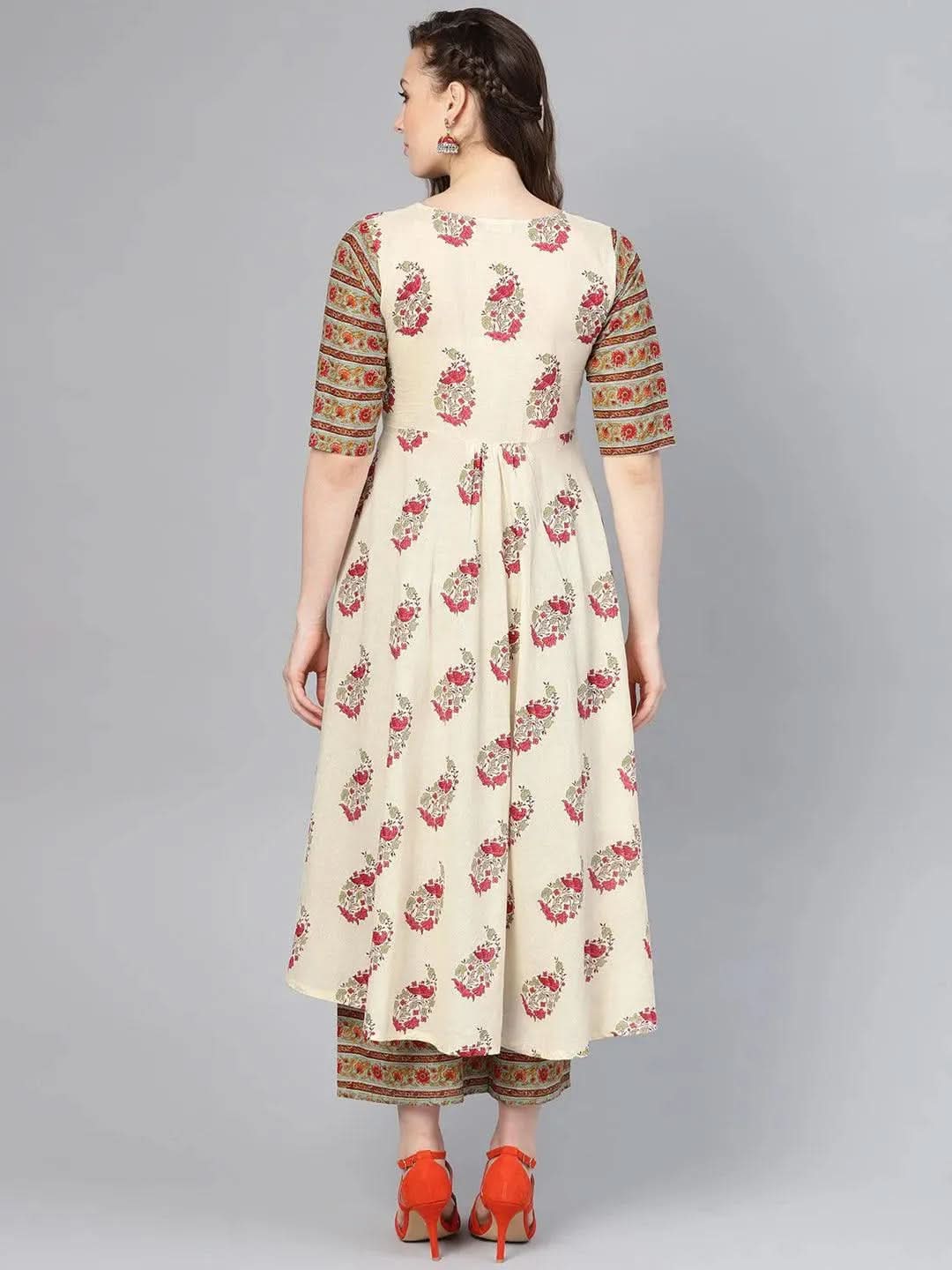 Multicoloured Printed Cotton Kurta Set - Libas