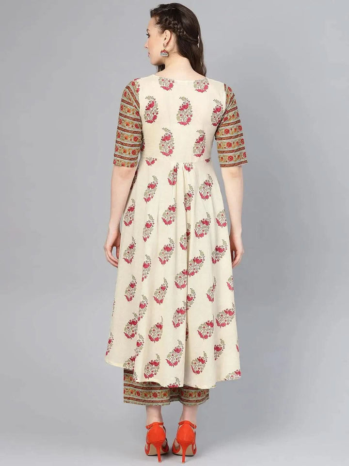 Multicoloured Printed Cotton Kurta Set - Libas