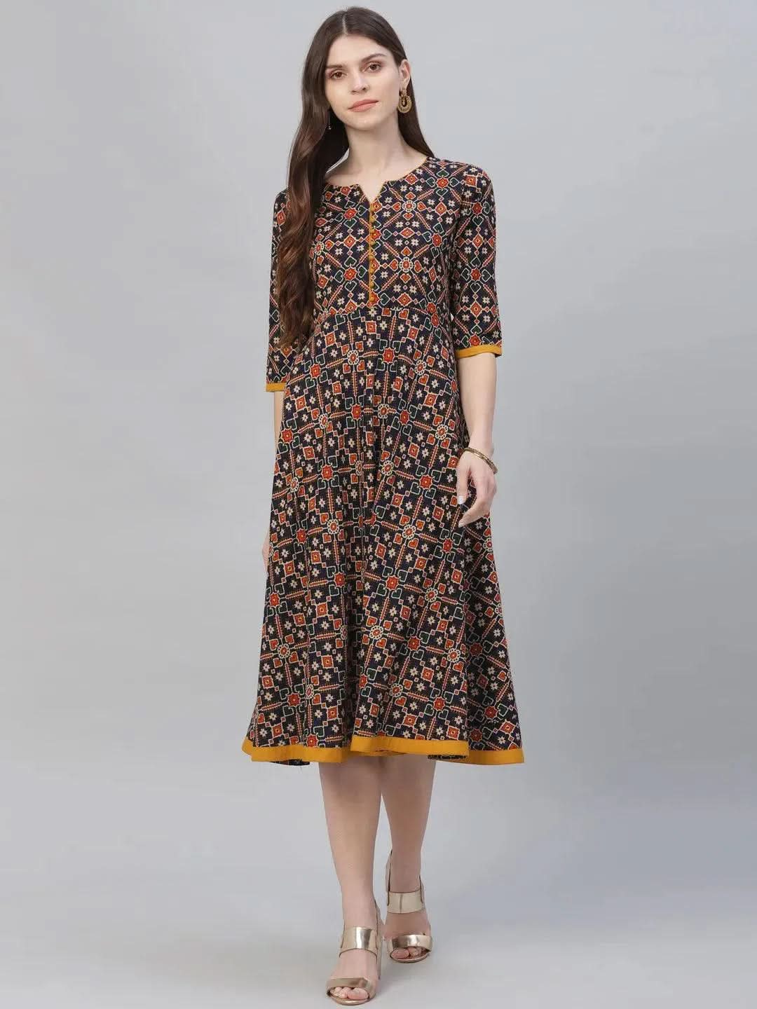 Buy Multicoloured Printed Cotton Dress - 8927- | Libas Ethnic Wear Online
Buy Multicoloured Printed Cotton Dress - 8927- | Libas Ethnic Wear Online