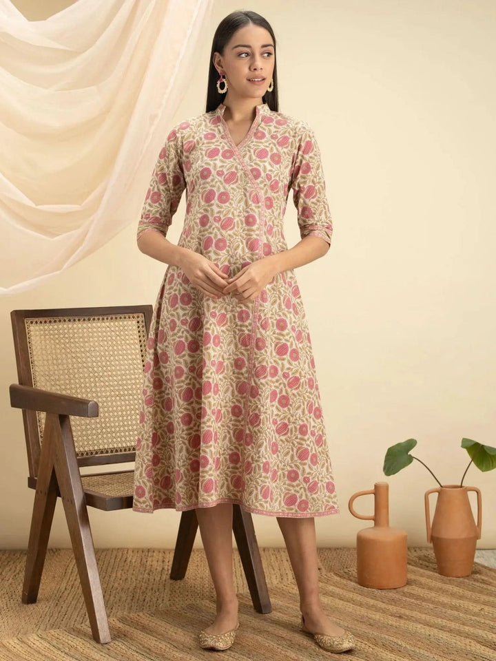 Multicoloured Printed Cotton Dress - Libas