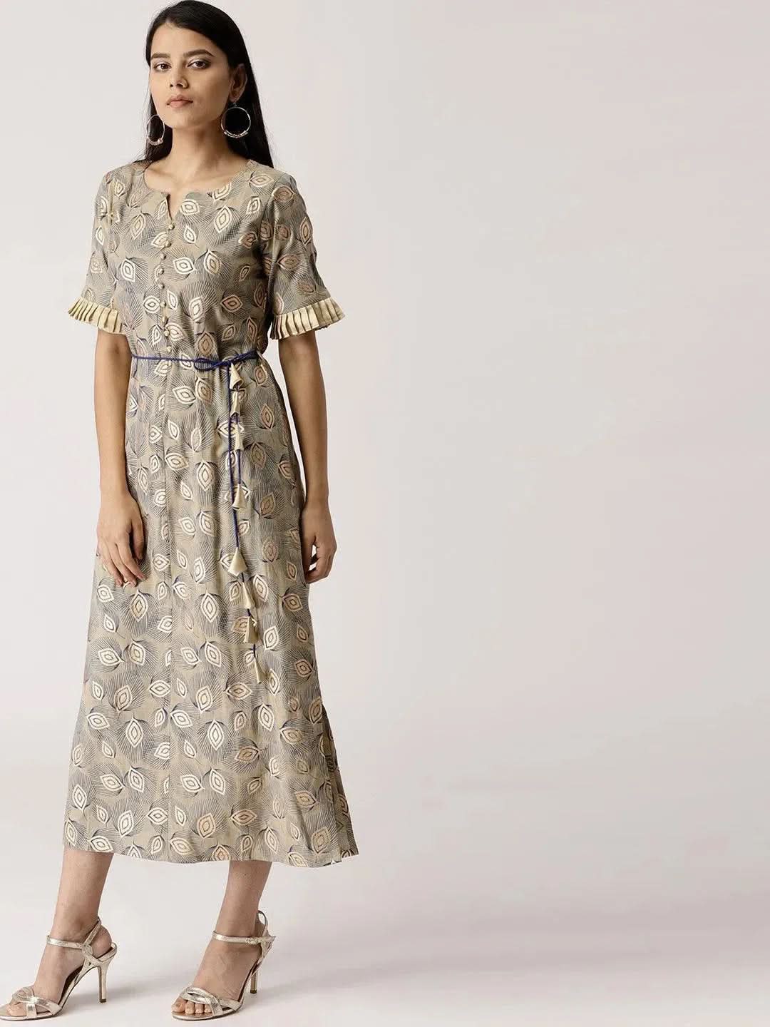 Multicoloured Printed Cotton Dress - Libas