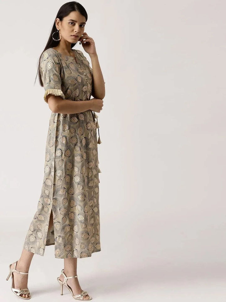 Multicoloured Printed Cotton Dress - Libas