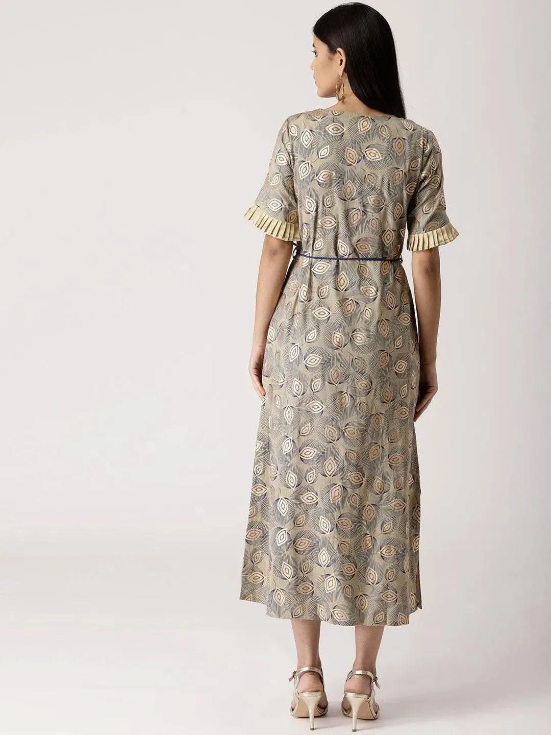 Multicoloured Printed Cotton Dress - Libas