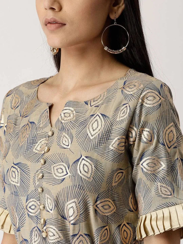Multicoloured Printed Cotton Dress - Libas