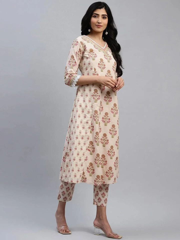 Multicoloured Printed Cotton Kurta - Libas