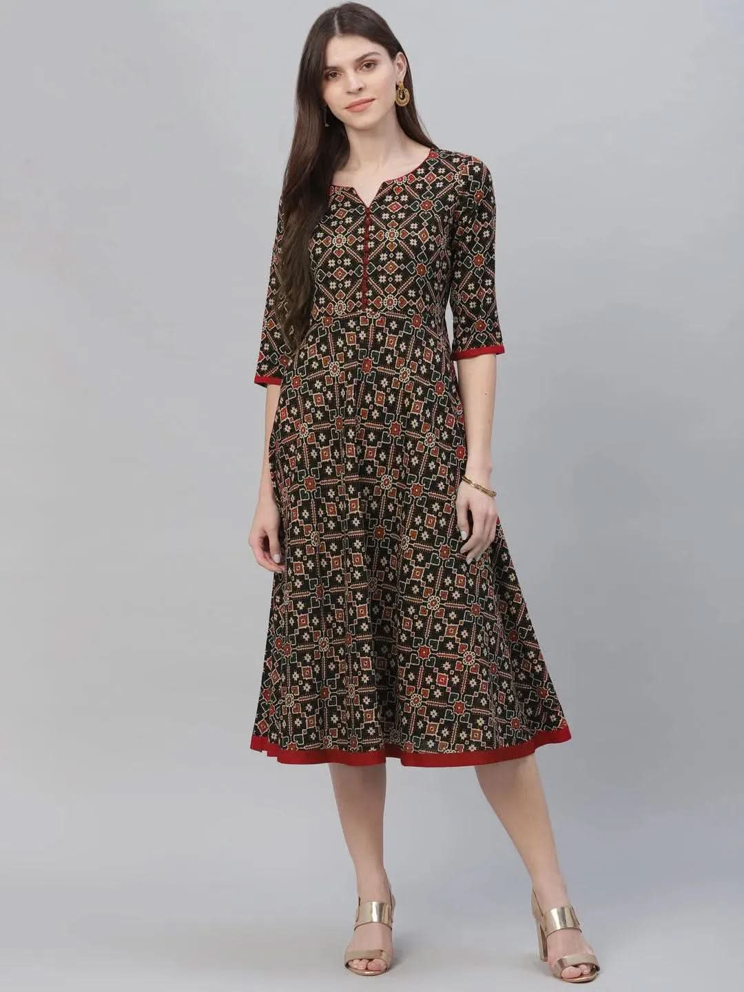 Multicoloured Printed Cotton Kurta - Libas