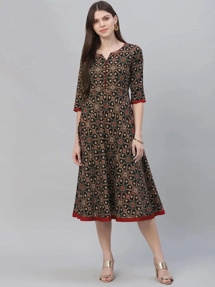 Multicoloured Printed Cotton Kurta - Libas