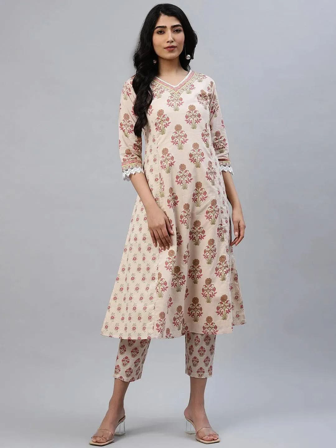 Multicoloured Printed Cotton Kurta - Libas