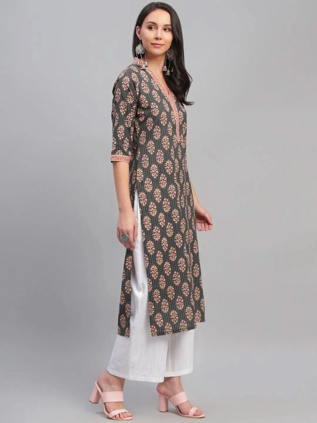Multicoloured Printed Cotton Kurta - Libas