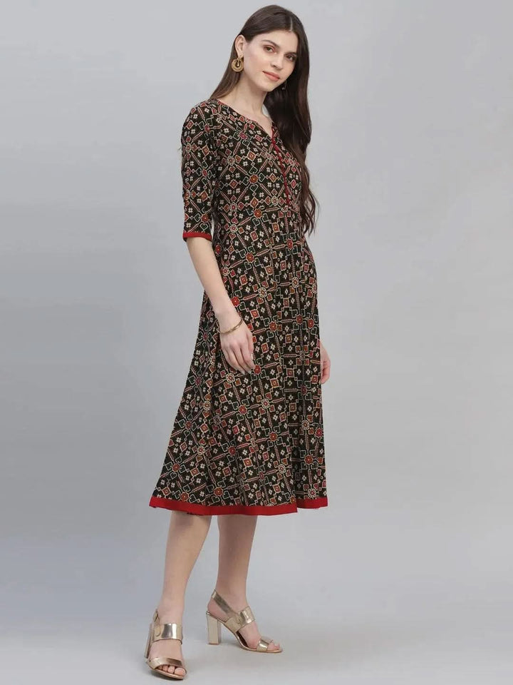 Multicoloured Printed Cotton Kurta - Libas
