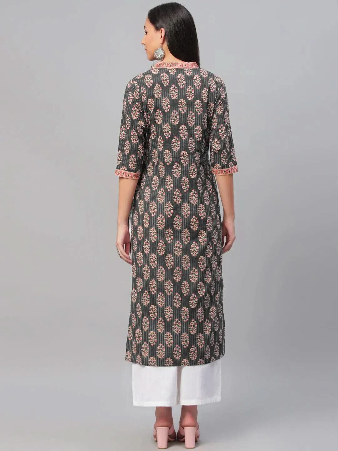 Multicoloured Printed Cotton Kurta - Libas