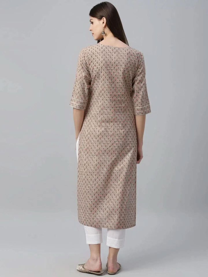 Multicoloured Printed Cotton Kurta - Libas