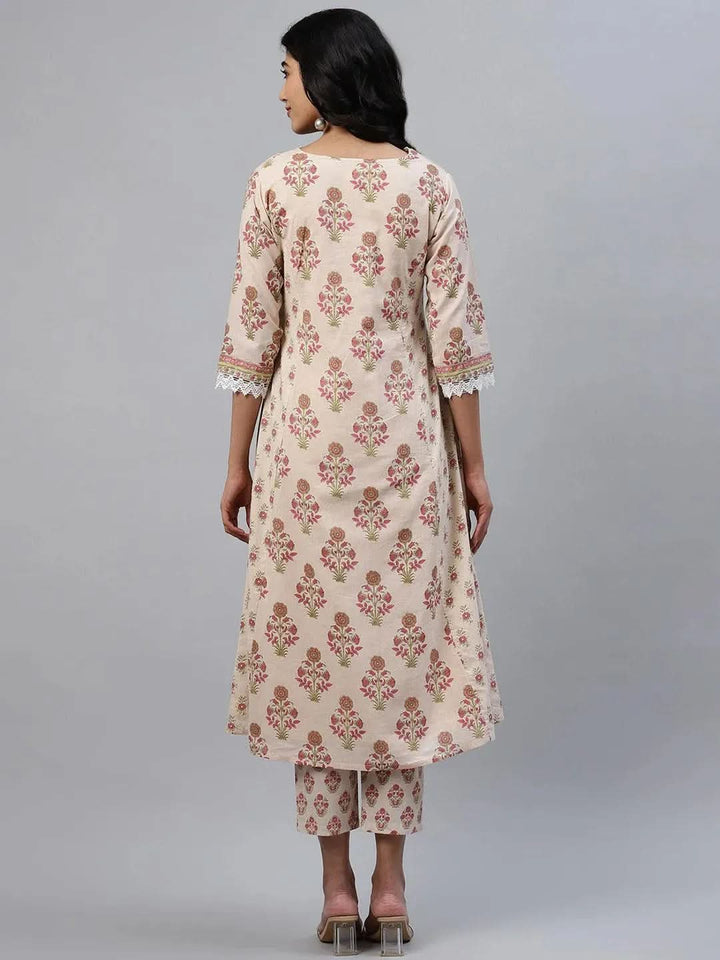 Multicoloured Printed Cotton Kurta - Libas