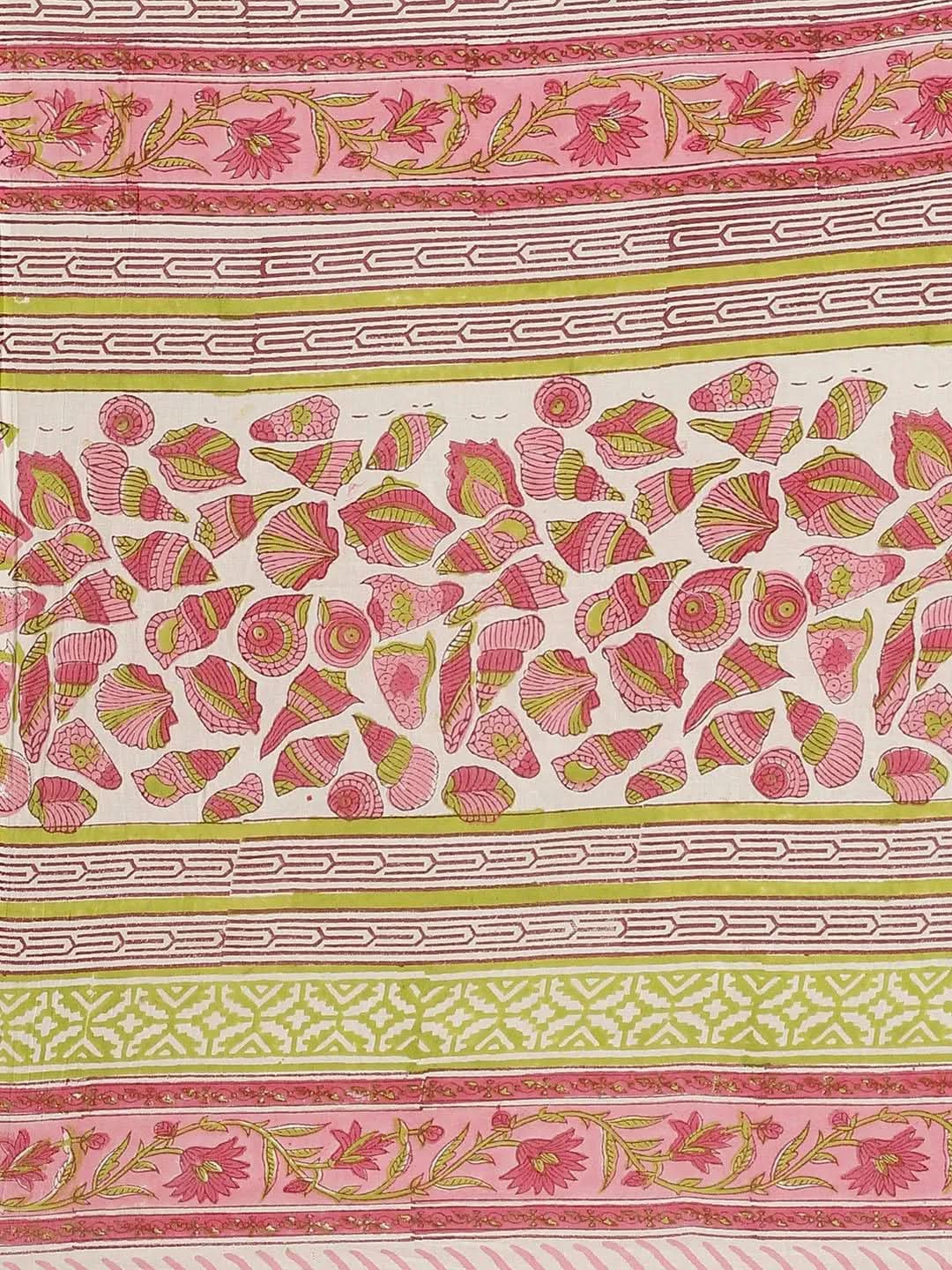 Multicoloured Printed Cotton Saree - Libas